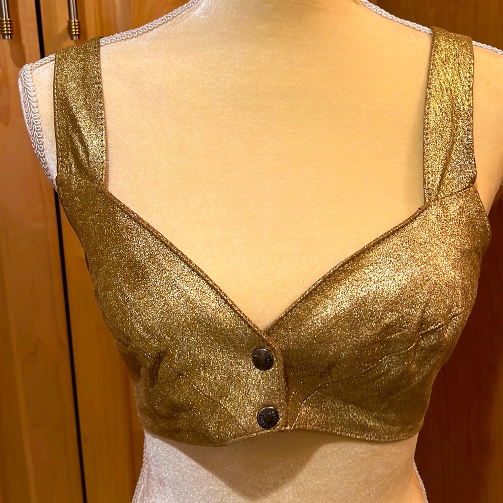 Gold leather Bralett/camisole size medium fit size 34-36 BC cups
